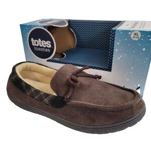 Totes Loafer‎ Slippers Mens XL 11-12 Faux Suede Slip On Chocolate Brown NEW